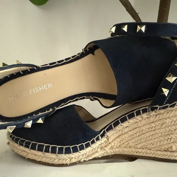 Marc Fisher Navy Blue Espadrilles with Ankle Strap - Picture 10 of 10